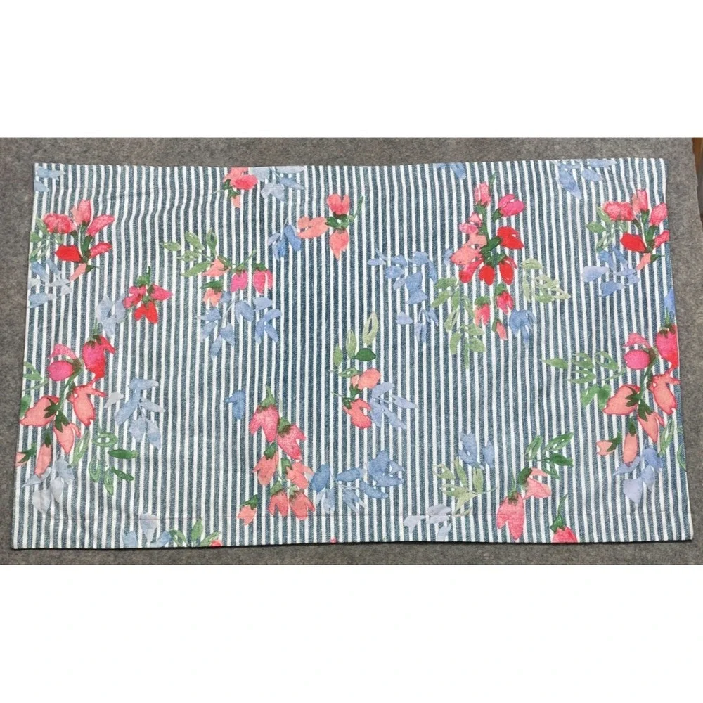 Ralph Lauren Maggie Pillow Sham King Blue White Pink Striped Floral